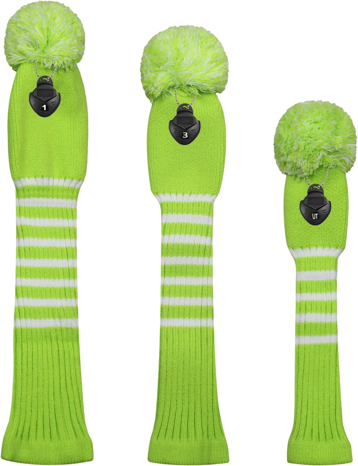 Scott Edward Golf Headcovers for Woods Set of 3 Fits Well Driver(460cc) Fairway Wood and Hybrid(UT) The Perfect Change for Golf Bag Classic Striped Style