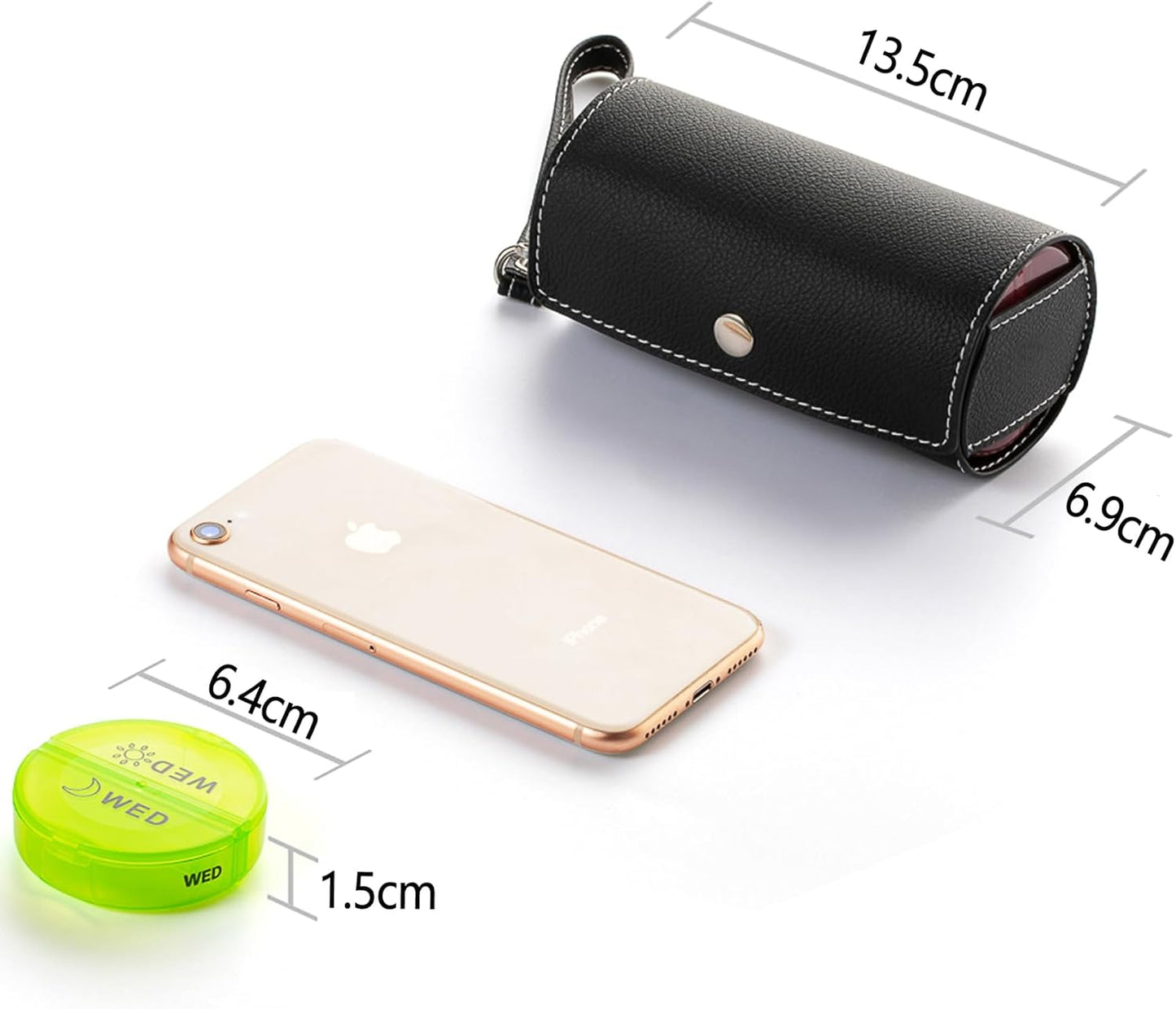 Yaklim Weekly Pill Organizer 2 Times a Day,AM PM Large Daily Pill Box with PU Leather Case for Travel,Round Medicine Organizer,7 Day Pill Container for Vitamin Fish Oils Supplement