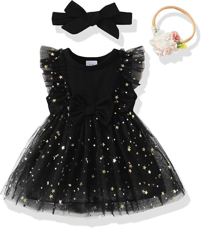 Renotemy Baby Girl Flower Dress Summer, Tutu Tulle Boho Princess Wedding Birthday Party Dresses for Infant Girls 0-18 Months