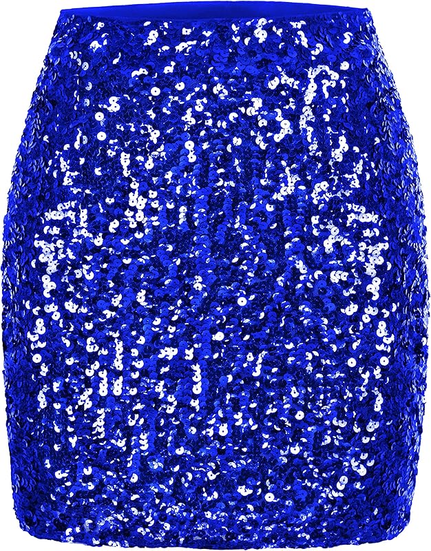 Maner Women's Sequin Skirt Sparkle Stretchy Bodycon Mini Skirts Night Out Party