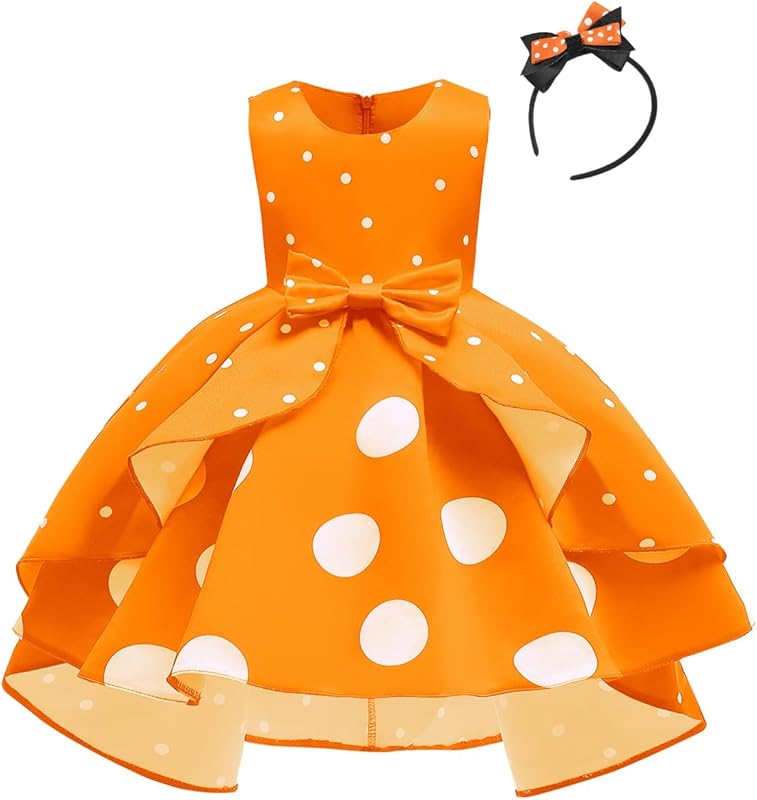 IBTOM CASTLE Baby Girl Polka Dots Princess Costume Birthday Fancy Dress up Party Cosplay Ears Dance Clothing Set