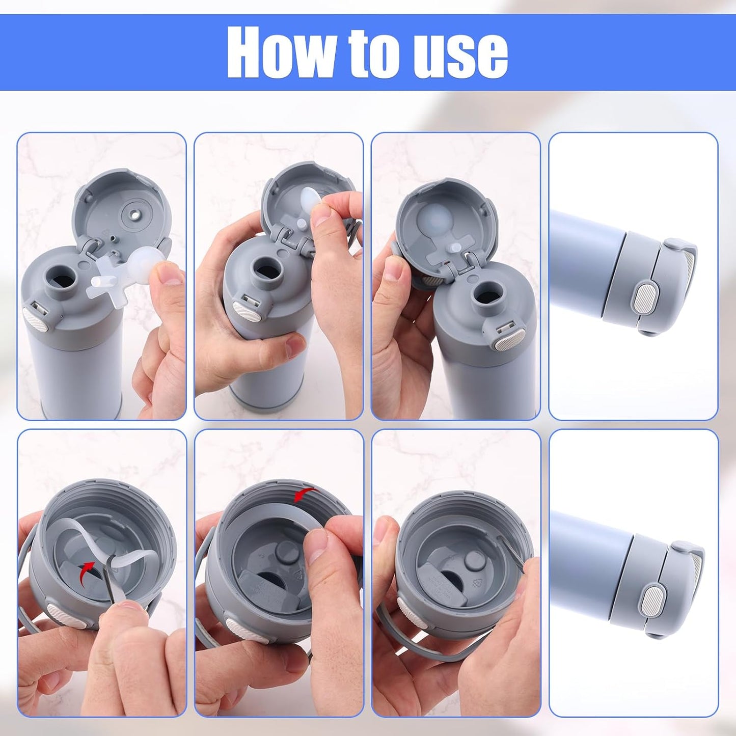 4pcs Replacement Leak Stopper for Thermos Funtainer 16 Oz Stainless Steel Vacuum Insulated Bottle, Spill Stopper Water Bottle Lid Seal Plug Replacement Parts Accessories for Thermos Funtainer