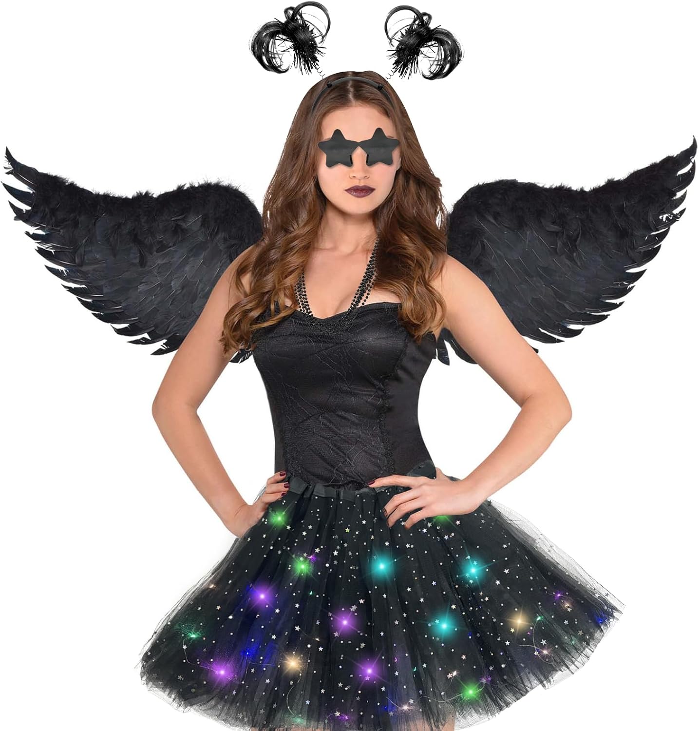 Hikkcos 2 Pcs Halloween Tutu Skirt for Adult Women Light Up Tutus Skirt Led Tutu Costume for Canival Party