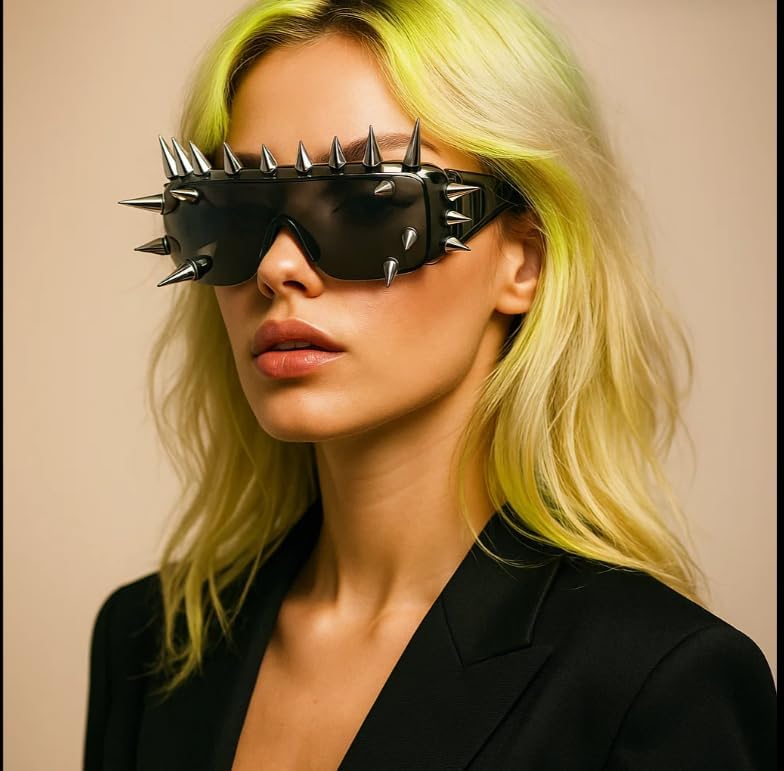 mincl/Punk Rocker Large Shield Spike Fashion Novelty Club Sunglasses
