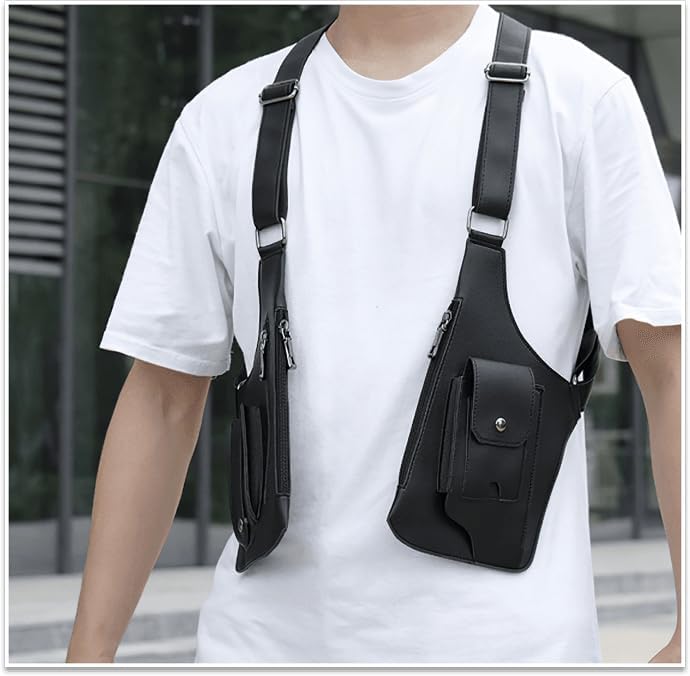Double Shoulder Armpit Bag, Anti-Theft Hidden Underarm Strap Wallet Pocket Holster Phone Leisure Double Shoulder Pouch
