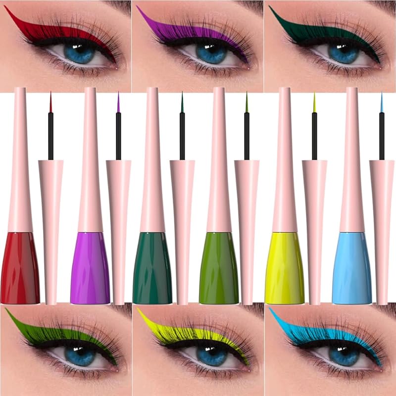 evpct 2Pcs White Black Liquid Eyeliner Set Waterproof White Eye Liners for Women Eyes Wing Eyeliner Stamps Shapes Colored Eyeliner delineador de ojos a prueba de agua contra el agua blanco para ojos