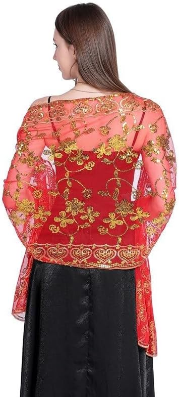 Shawls and Wraps for Evening Dresses,Women Formal 1920s Sequin Flower Sheer Shawls and Wraps for Wedding-