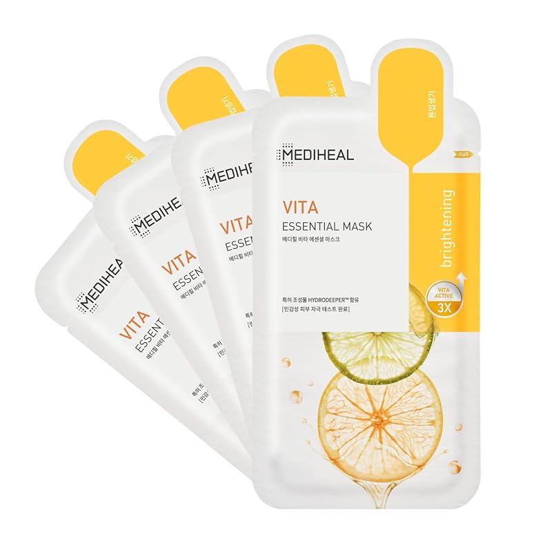Mediheal Official Best Korean Sheet Mask - Collagen Essential Face Mask Lifting and Firming For All Skin Types Value Sets (4 Count (Pack of 1))