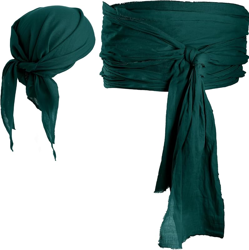 SATINIOR Halloween Pirate Costume Accessories Medieval Costume Bandana Headscarf,Sash Belt for Women and Men