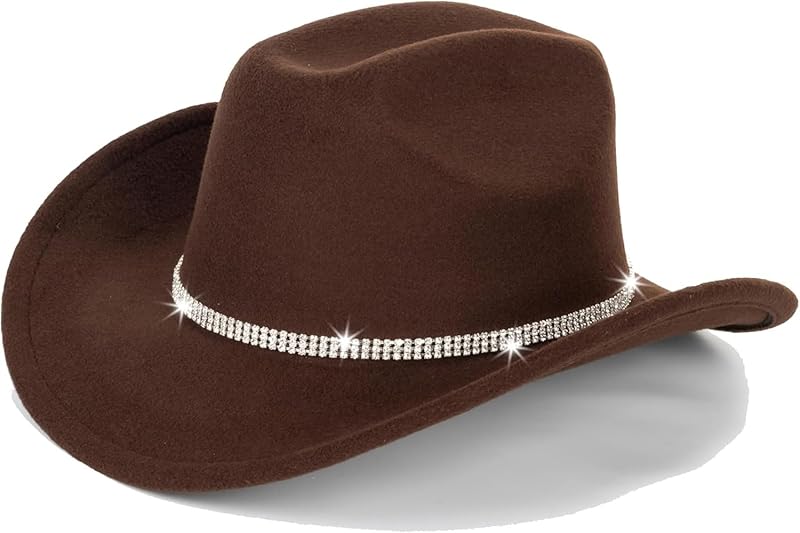 Western Cowboy Hat for Men Women Classic Fedora Hat with Buckle Belt (Size:M-L)