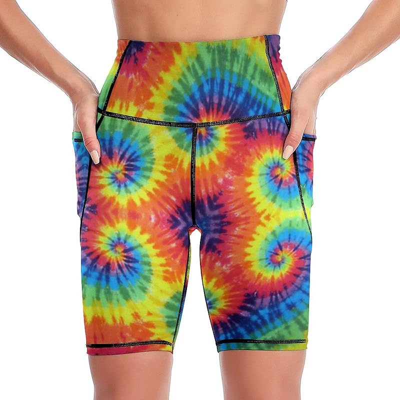 High Waist Workout Yoga Shorts for Women with Pockets Tummy Control Yoga Leggings Running Gym Biker Shorts
