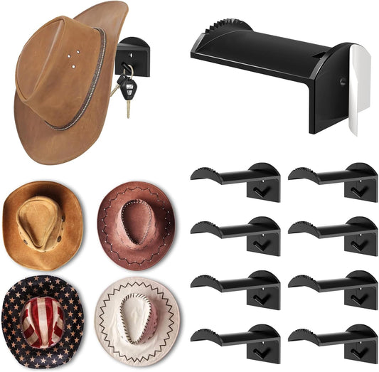 qiaofei Cowboy Hat Holder & Organizer – 3.0IN Wide with Anti-Slip Serrated Design for Secure Hat Storage – Easy Installation for Wall or Door – Perfect for Hat Organization and Storage