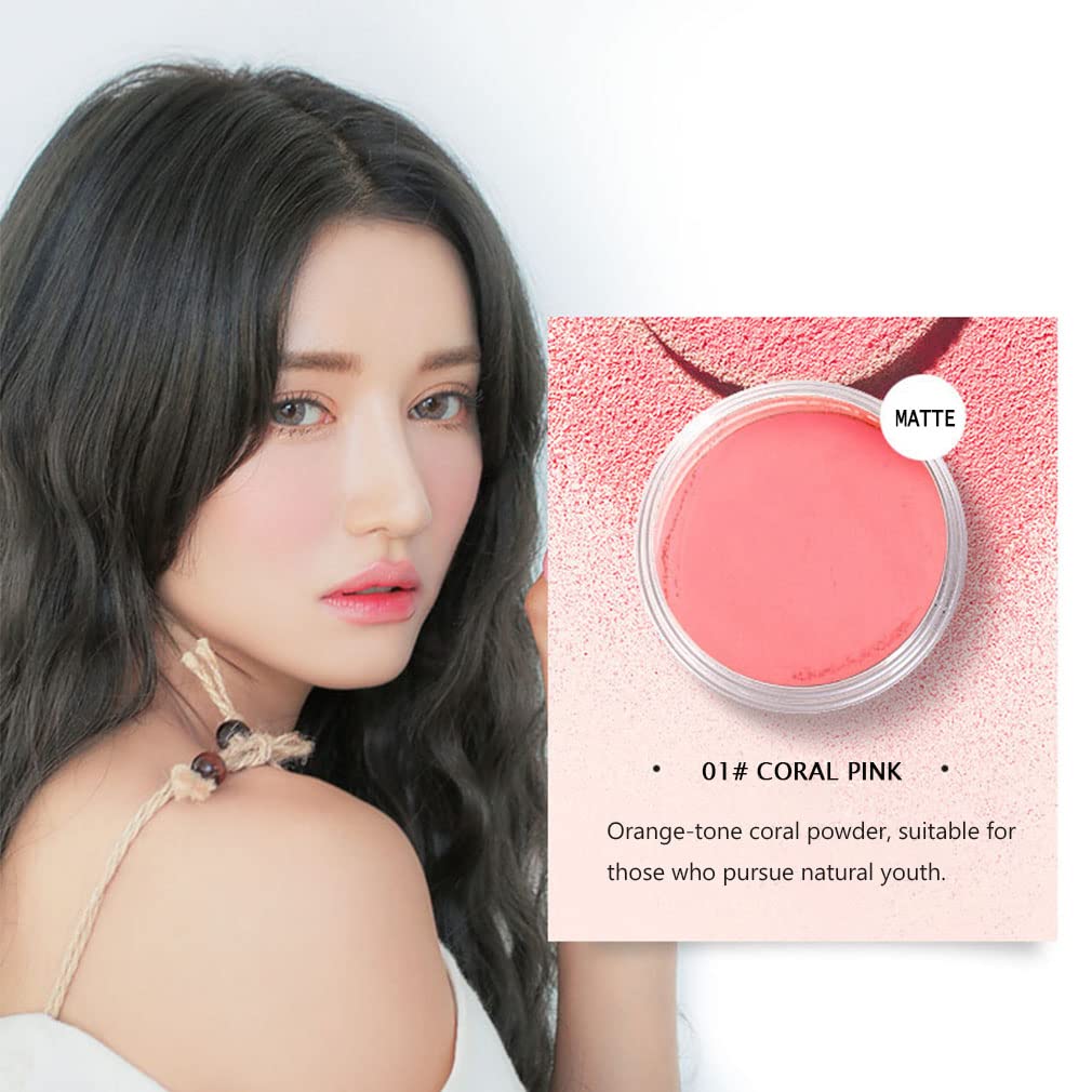 Charm Kiss Loose Powder Blush Air Cushion Natural Blusher Bright Shimmer Face for Cheek Highly Pigmented Makeup Easy to Blend Blushin, All Day Wear(01#) 01# Coral Pink 5 grams