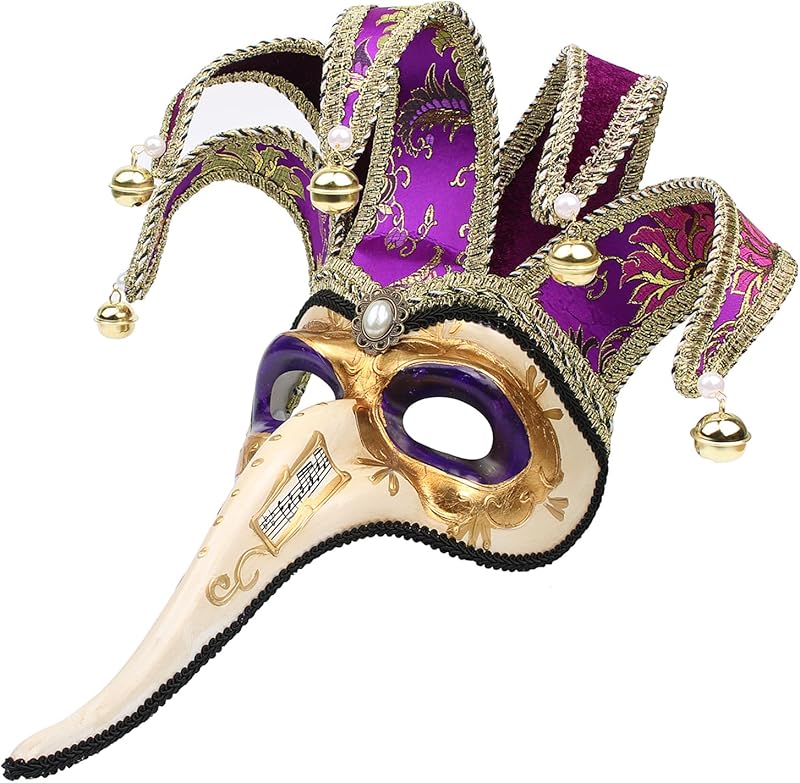 Mardi Gras Venetian Plague Doctor Jester Mask Masquerade Halloween Wall Decorative Mask
