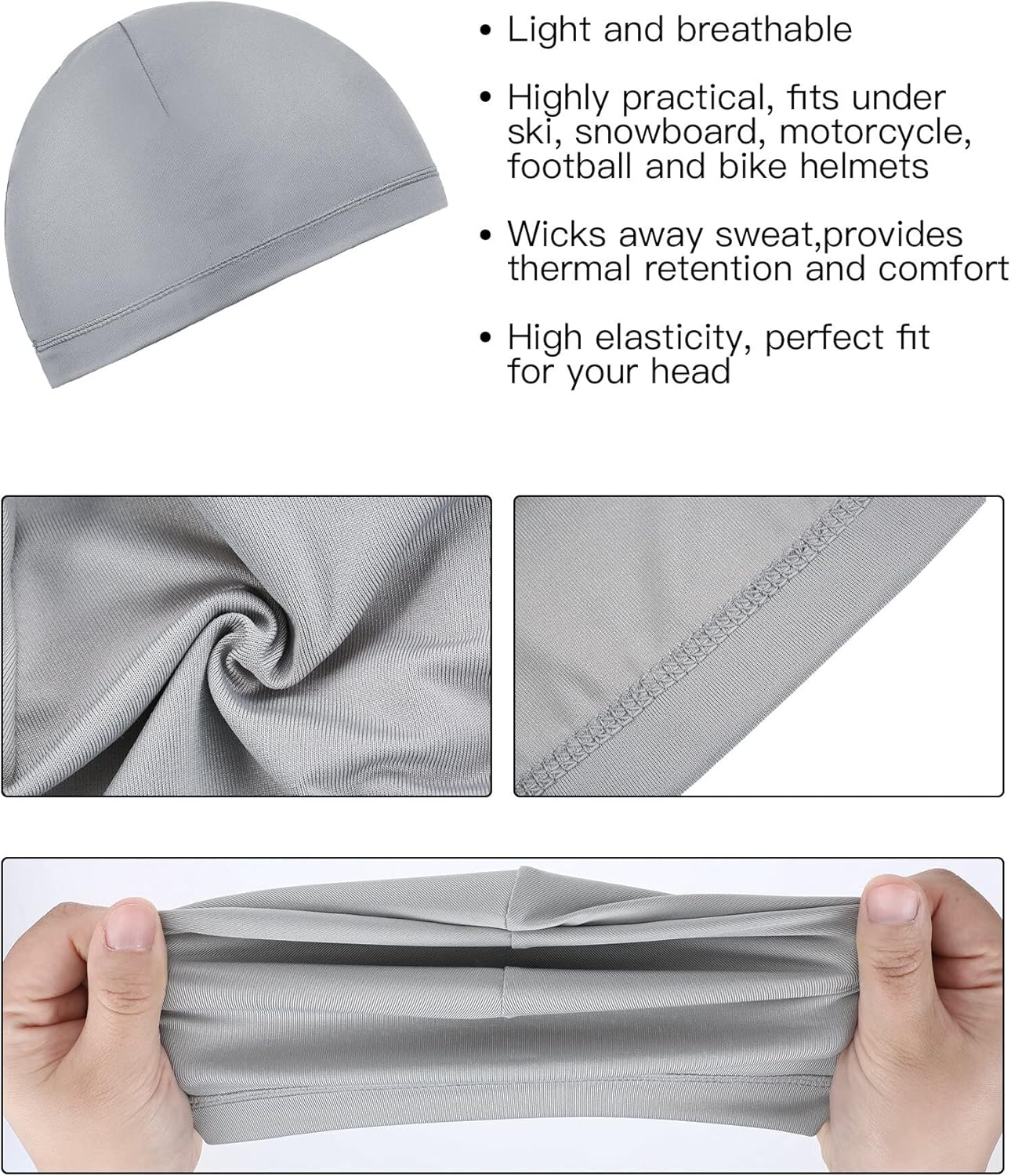 Boao 6 Pieces Cooling Skull Caps Helmet Hard Hat Liner Sweat Wicking Running Beanie Cycling for Men Women