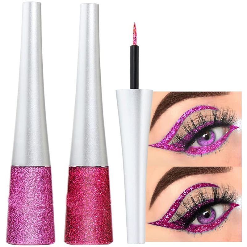 evpct 2Pcs White Black Liquid Eyeliner Set Waterproof White Eye Liners for Women Eyes Wing Eyeliner Stamps Shapes Colored Eyeliner delineador de ojos a prueba de agua contra el agua blanco para ojos