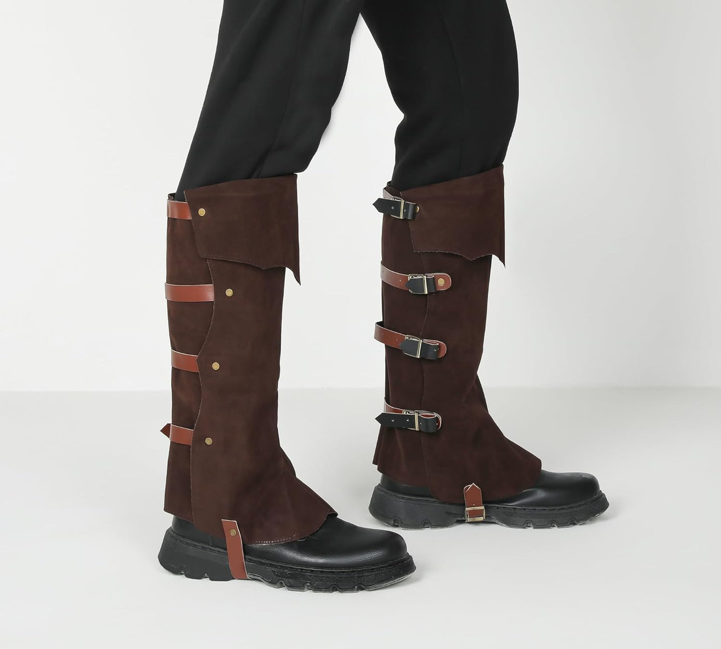 Pirate Boots Covers Medieval Renaissance Steampunk Boots Covers Tops with Studs for Halloween Costume