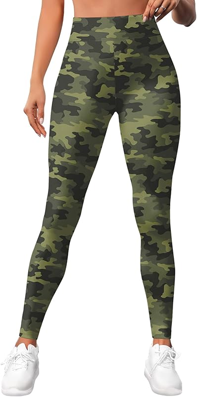 Leggings for Women Workout Funny Printed Gym Athletic Womens Yoga Pants Camo Print Legging Camouflage Floral Tropical Pants