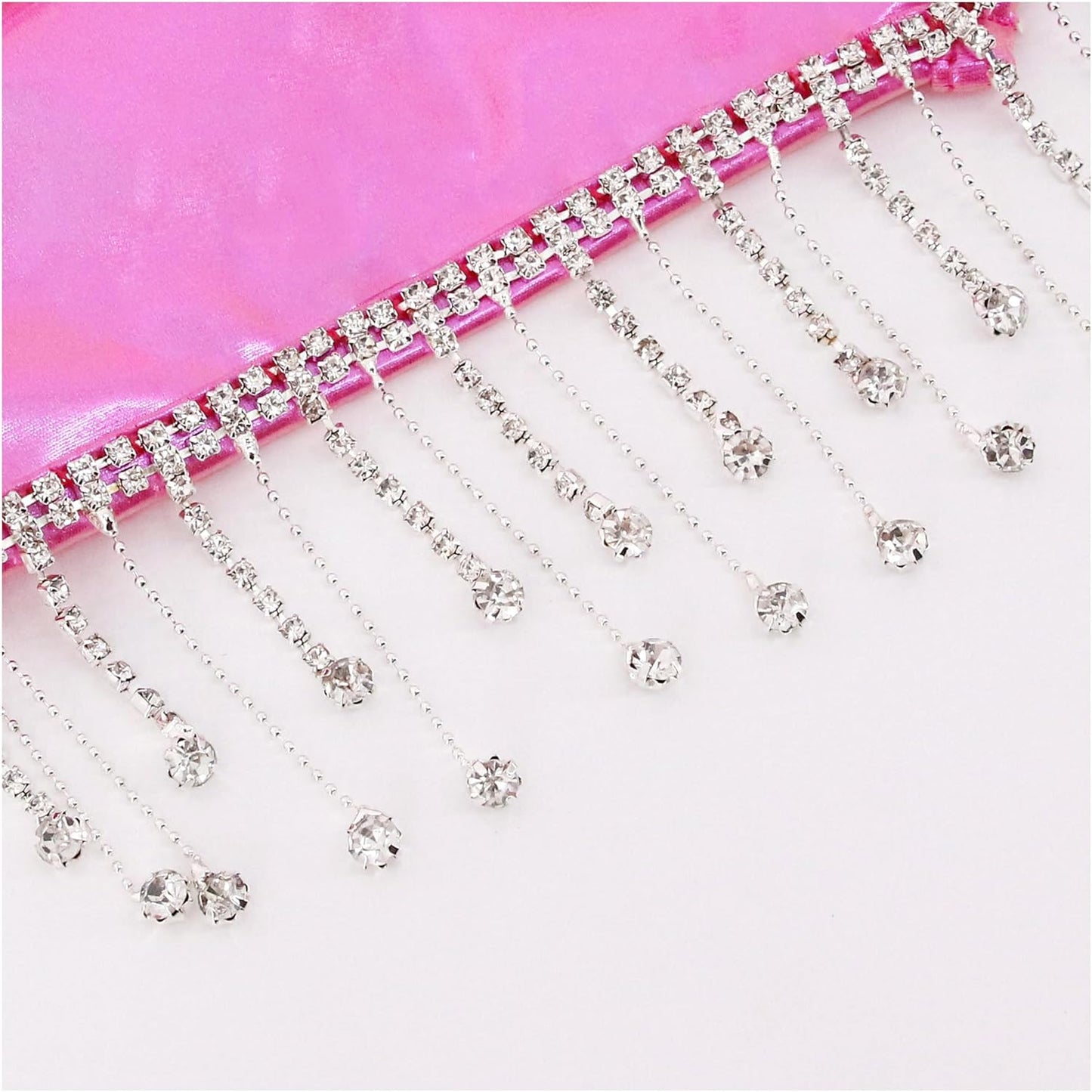 jascaela Women's Shiny Rhinestone Tassel Bustier Top Sleeveless Back Buckle Cami Corset Tops Rave Crop Top Clubwear