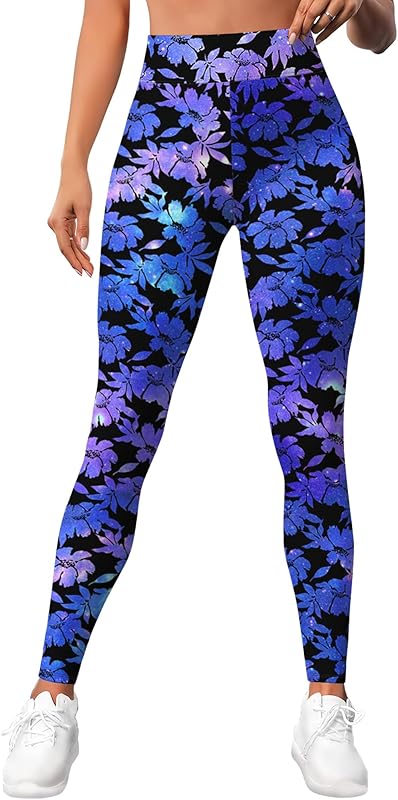 Leggings for Women Workout Funny Printed Gym Athletic Womens Yoga Pants Camo Print Legging Camouflage Floral Tropical Pants