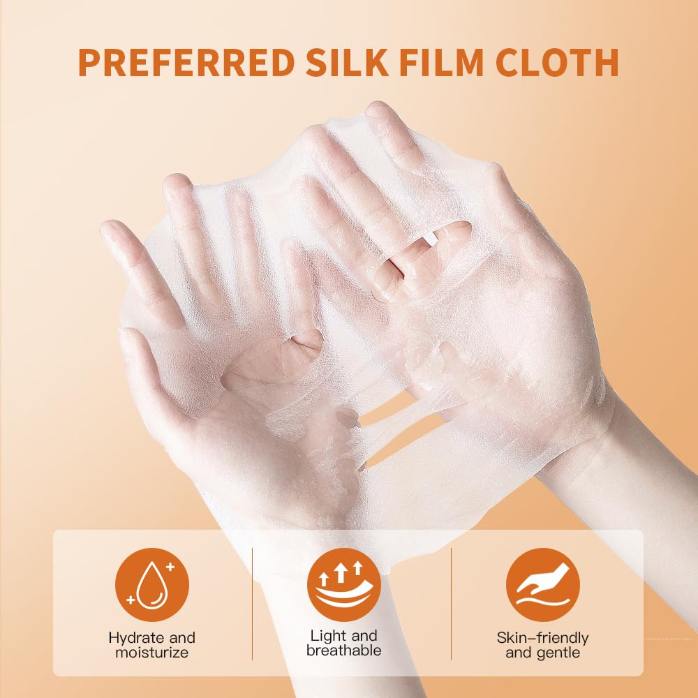 5 Packs Turmeric Hydrating Mask Face Sheet Mask for Ance, Restore Fragile Skin, Soothes Post-Sun Skin, Moisturizing & Firming Face Masks Skincare, Facial Mask Sheet Masks for Oil Control