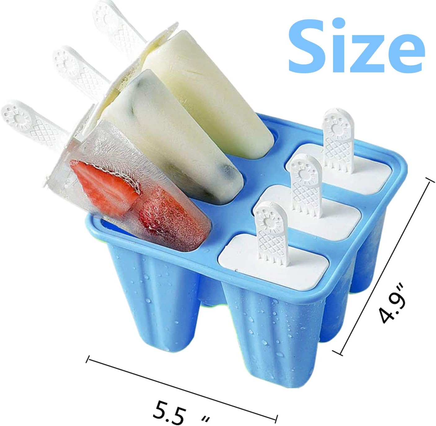 Popsicle Molds， 6 Pieces Silicone Ice Pop Models Popsicle Models Reusable Easy Release Ice Pop Maker (Dark Blue)