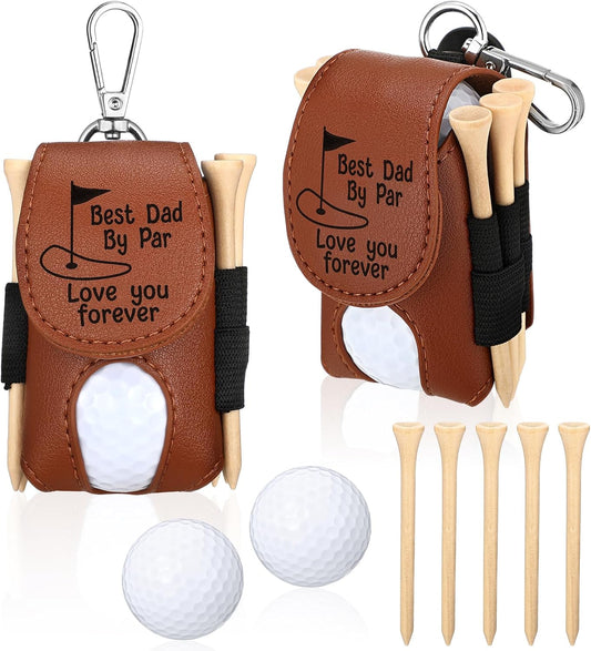 8 Pcs Fathers Day Golf Set Dad Golf Gifts, Golf Ball Pouch Bag Best Dad by Par and 5 Pcs Wood Tees 2 Pcs Golf Balls Christmas Birthday Gift for Men, Dad, Grandpa from Daughter Son Kids