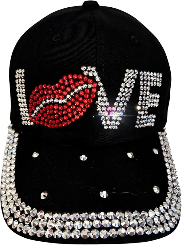 Popfizzy Bedazzled Hat for Women and Girls, Rhinestone Denim and Diamond Hat, Fun Adult Bling Hats, Sparkly Gifts, One Size
