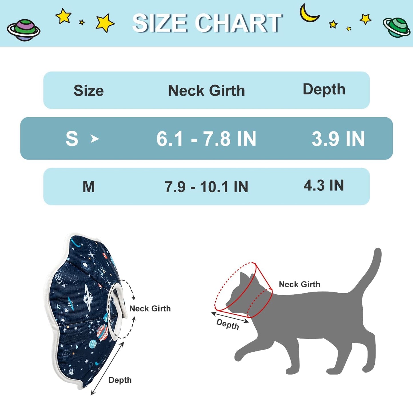 Depets Cat Cone Collar Soft, Adjustable Lightweight Cat Recovery E Collar to Stop Licking for Kitten Puppies Rabbits, Waterproof Pet Cone for Small Animal After Surgery Grooming, Neck Girth 7 in
