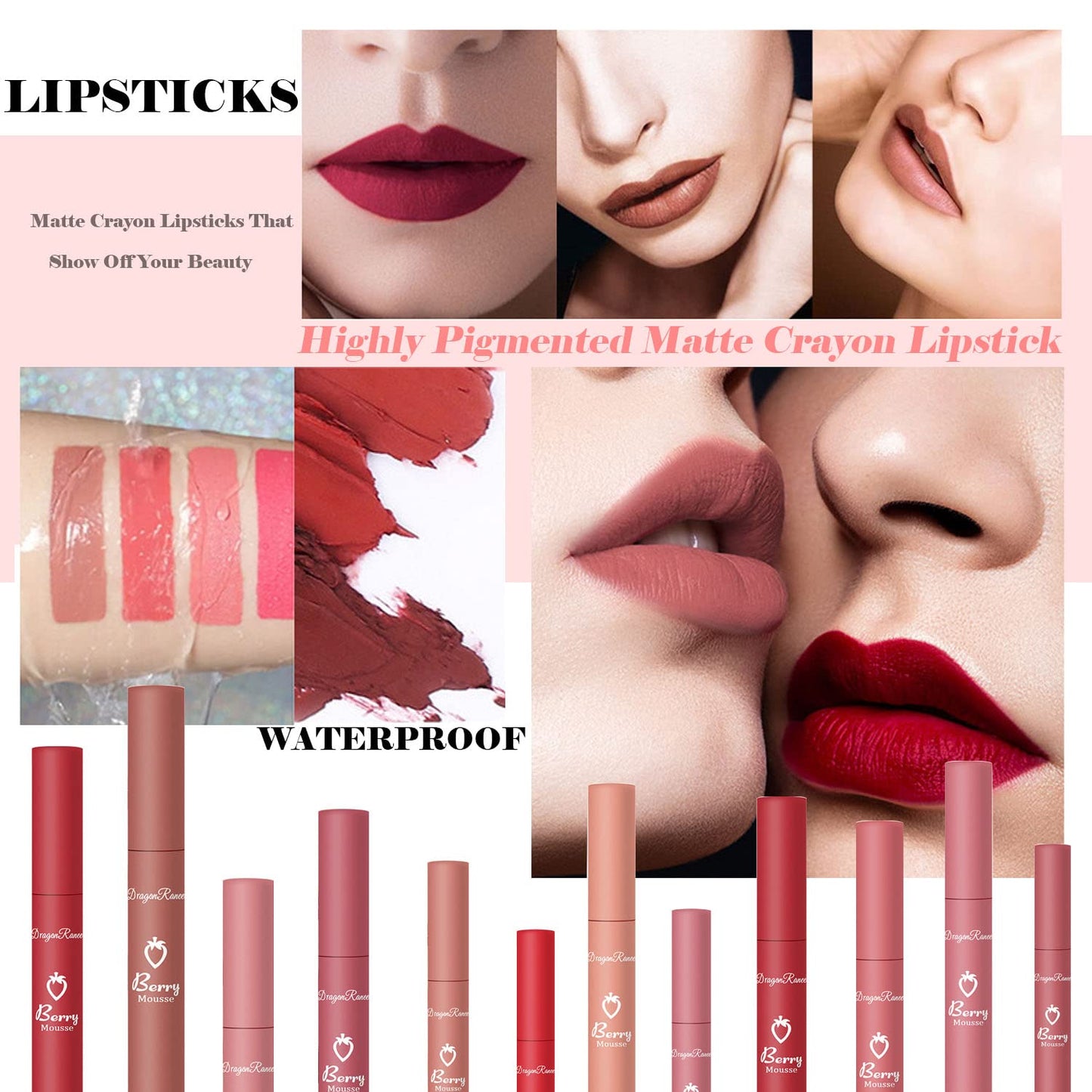 3 Piece Nude Matte Lipstick Set,Natural Nude Lipstick Velvet Air Moisture Smooth Crayon Lip Stain,Matte Lipstick 24 Hour SuperstayLong Lasting Waterproof Lip Gloss for Women Makeup(Set C)