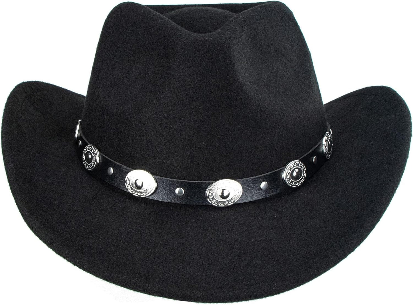 Western Cowboy Hat for Men Women Classic Fedora Hat with Buckle Belt (Size:M-L)