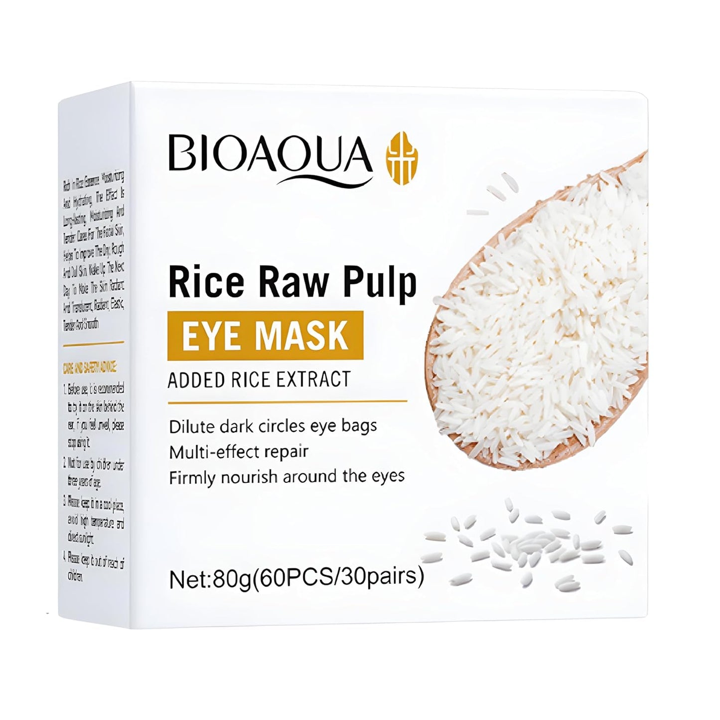 BIOAQUA Rice Raw Pump Eye Mask Dark Circles Eye Bags Nourish Repair 80g 60pcs/30pairs