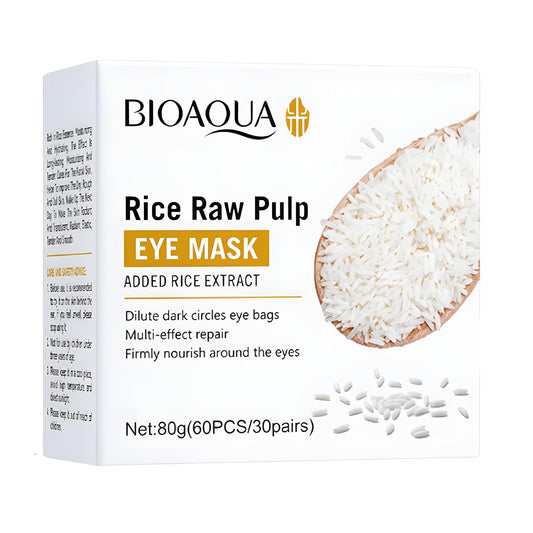 BIOAQUA Rice Raw Pump Eye Mask Dark Circles Eye Bags Nourish Repair 80g 60pcs/30pairs