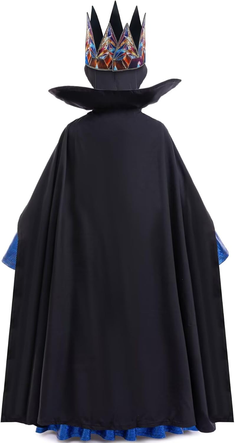Evil Queen Costume for Girls Halloween Cosplay Clasic Dress Up 4PCS Set
