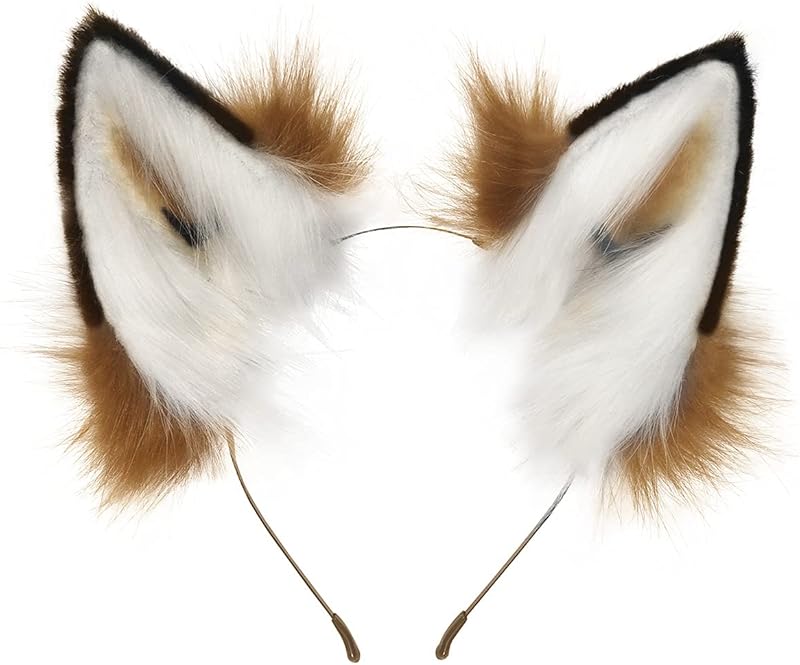 QinRuan Fox Cat Long Fur Ears Hair Headwear Wolf Animal Anime Halloween Cosplay Costume