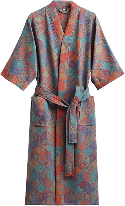 PRINCESS BRIDE 3/4 Sleeve Close Skin Cotton Gauze Summer Breathable Soft Pajamas Spa Bath Quick Dry Robe for Couples