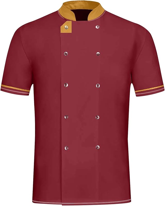 Unisex Chef Coat Short Sleeve Cook Shirts Buttons Restaurant Kitchen Food Service Uniform Chef Jacket for Men Women