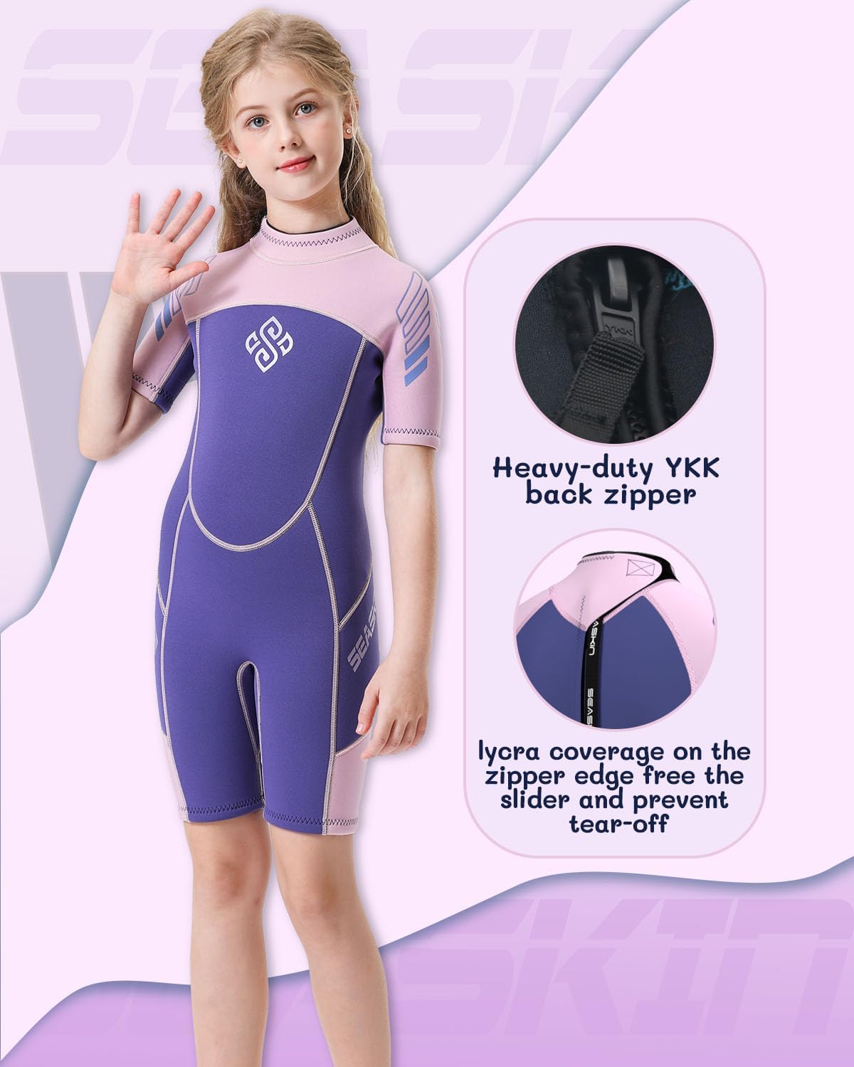 Seaskin Kids Wetsuit for Boys Girls Toddler 3mm Back Zip Thermal Swimsuits