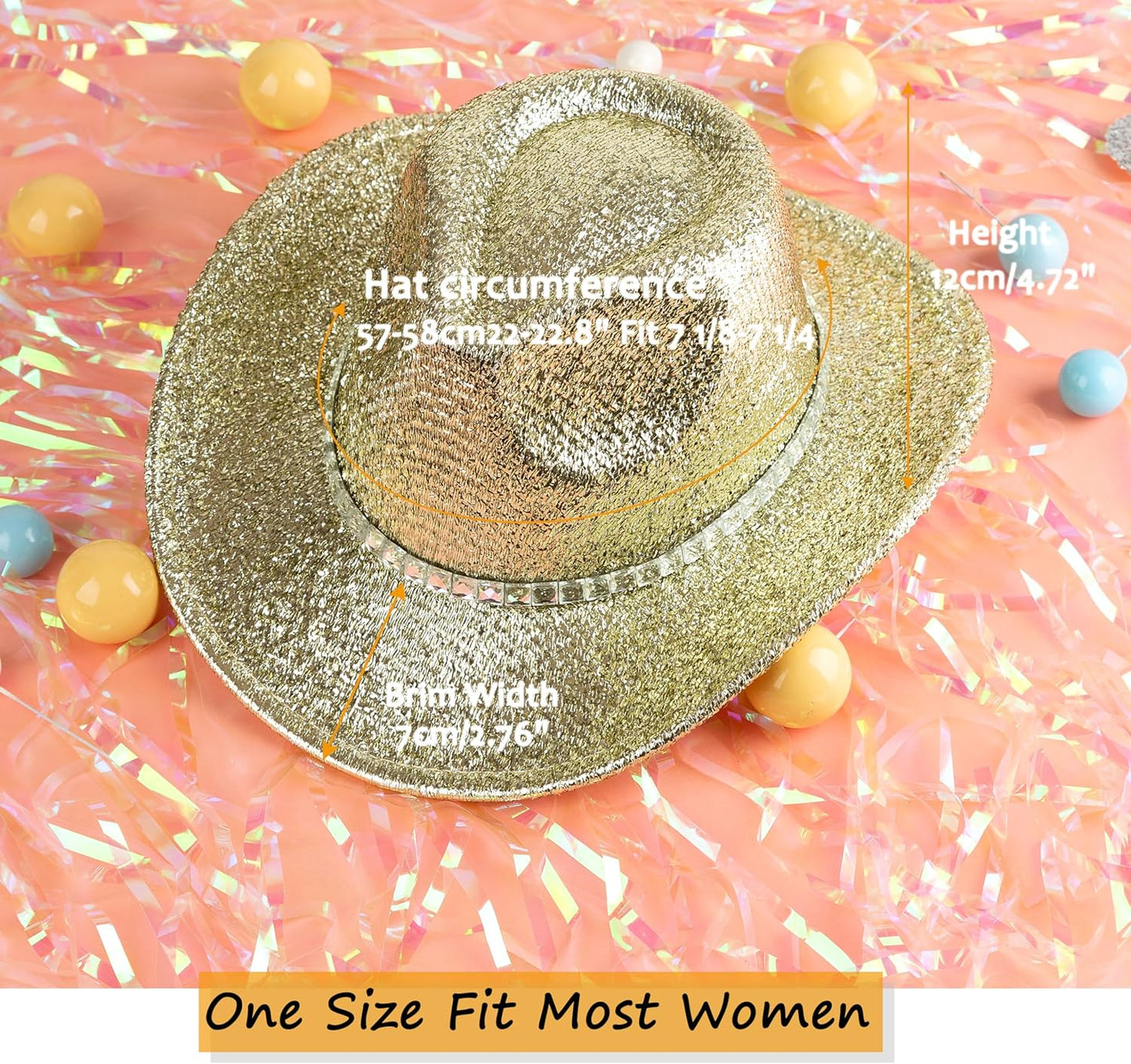 Men & Women Cowboy Hat Western Style Glitter Cosplay Party Costume Hats