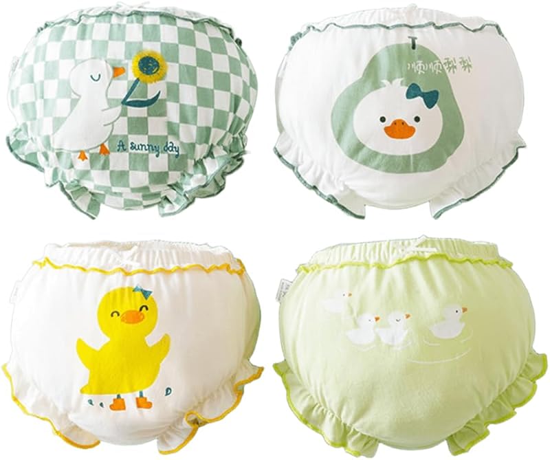 Baby Girls Shorts 4 Pack Toddler Bloomers Cotton Infant Ruffle Short Pants Summer Cute Diaper Covers - TrendyLookz