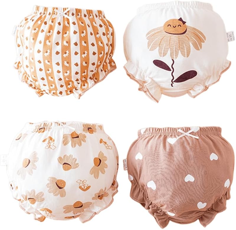 Baby Girls Shorts 4 Pack Toddler Bloomers Cotton Infant Ruffle Short Pants Summer Cute Diaper Covers - TrendyLookz