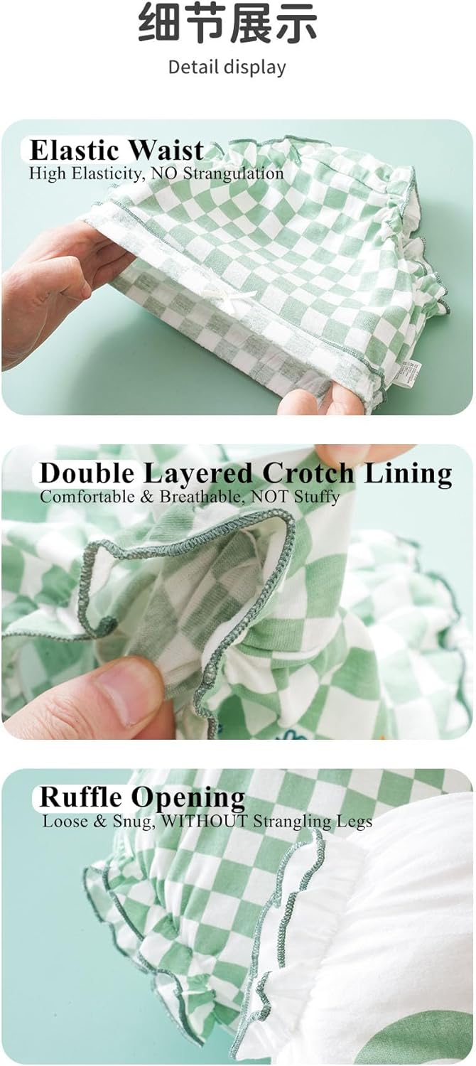 Baby Girls Shorts 4 Pack Toddler Bloomers Cotton Infant Ruffle Short Pants Summer Cute Diaper Covers - TrendyLookz