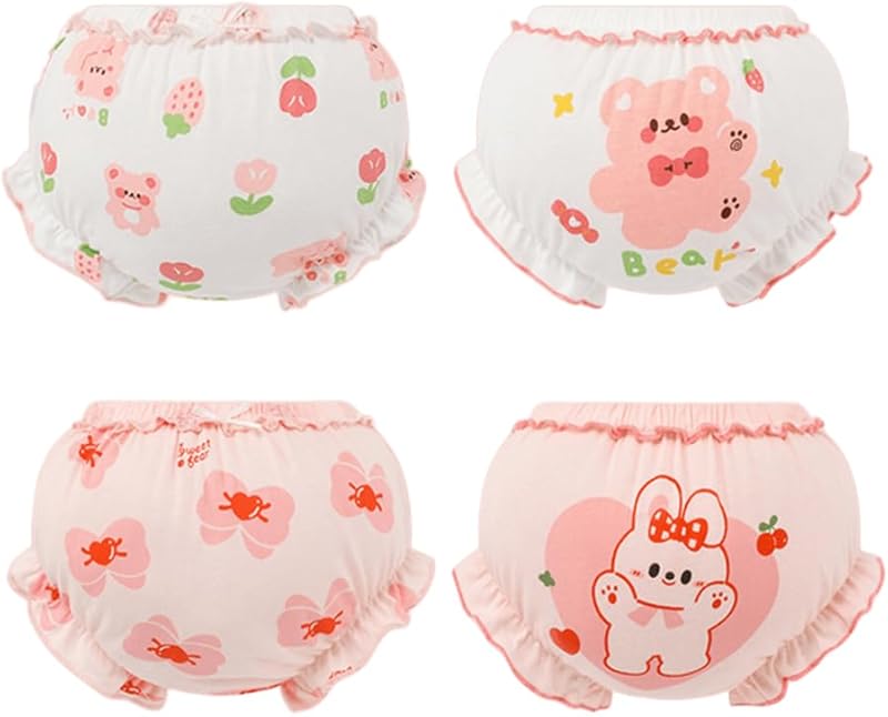 Baby Girls Shorts 4 Pack Toddler Bloomers Cotton Infant Ruffle Short Pants Summer Cute Diaper Covers - TrendyLookz