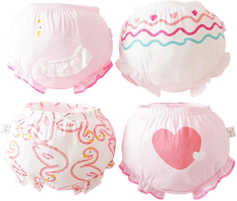 Baby Girls Shorts 4 Pack Toddler Bloomers Cotton Infant Ruffle Short Pants Summer Cute Diaper Covers - TrendyLookz