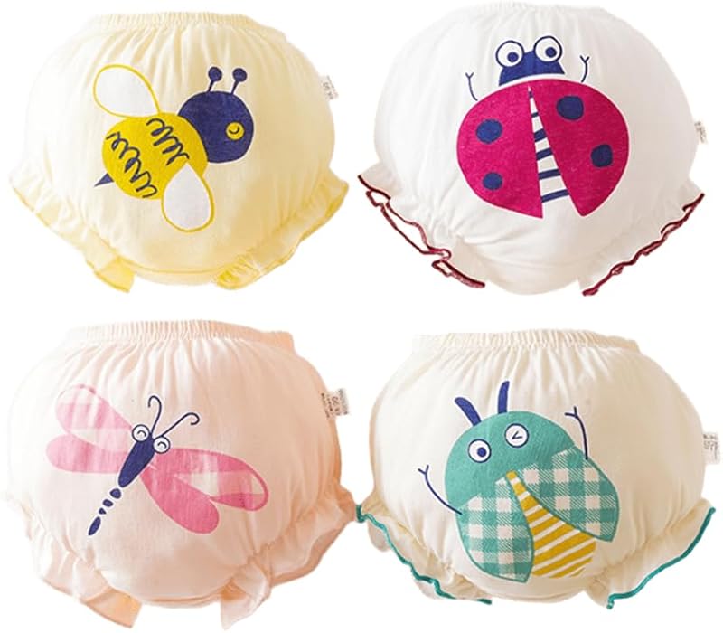 Baby Girls Shorts 4 Pack Toddler Bloomers Cotton Infant Ruffle Short Pants Summer Cute Diaper Covers - TrendyLookz