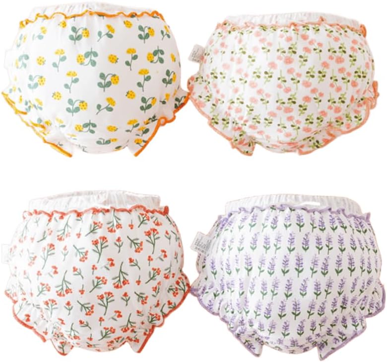 Baby Girls Shorts 4 Pack Toddler Bloomers Cotton Infant Ruffle Short Pants Summer Cute Diaper Covers - TrendyLookz