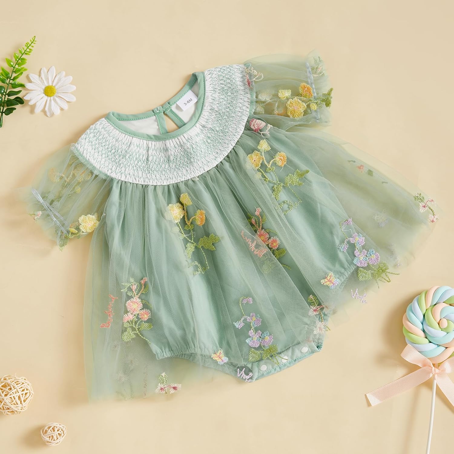 Baby Girls Tulle Tutu Dress Party Holiday Princess Dresses Infant Toddler Embroidery Flower Fairy Romper Dress - TrendyLookz
