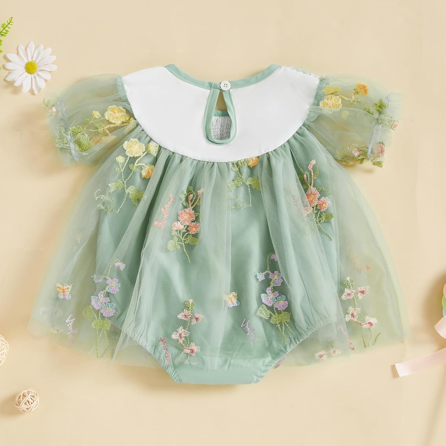 Baby Girls Tulle Tutu Dress Party Holiday Princess Dresses Infant Toddler Embroidery Flower Fairy Romper Dress - TrendyLookz