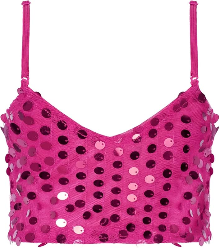 Girls Sequins V Neck Dance Tops Straps Jazz Latin Hip Hop Modern Dance Bra Vest Shirt Stage Performance Costume