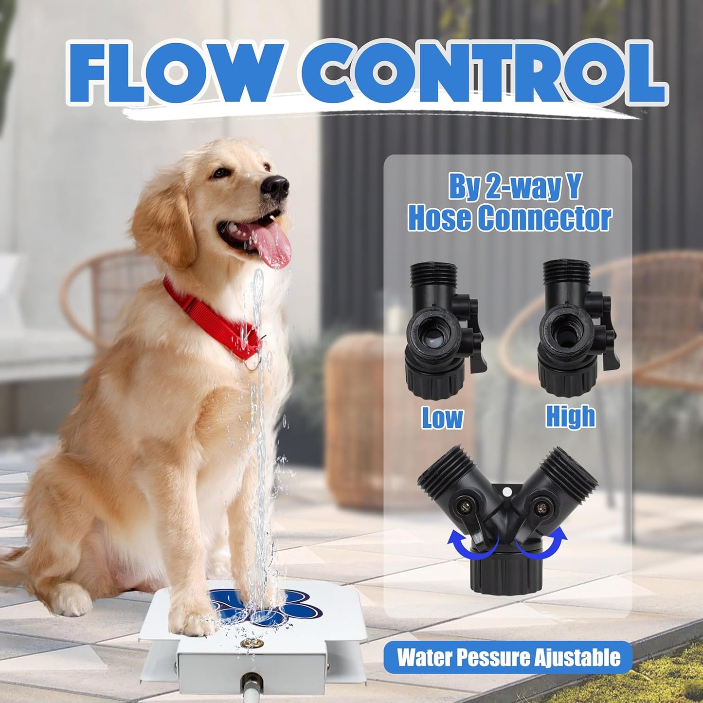 BACOENG Dog Water Fountain Step On, Outdoor Pet Sprinkler for Dogs, Paw Activated Drinking Water Toy, Upgrade Copper Valve Set, Blue - TrendyLookz